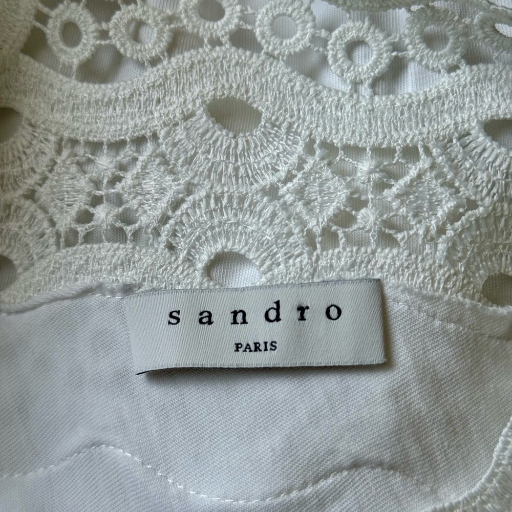 Sandro Paris White Embellished Lace Trim T-Shirt
Sz 2 - Picture 2 of 4